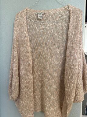 Light Beige Open-Front Knit Sweater Cardigan